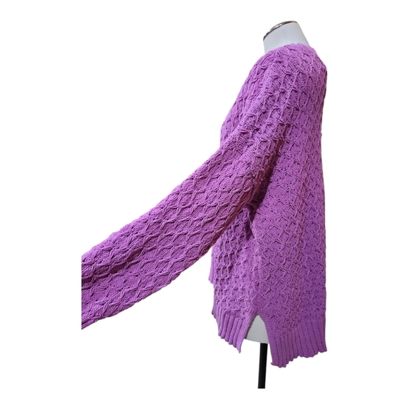 NWT Seven7 Pink Purple Knit Woven Pullover Crewneck Sweater L - Picture 6 of 9